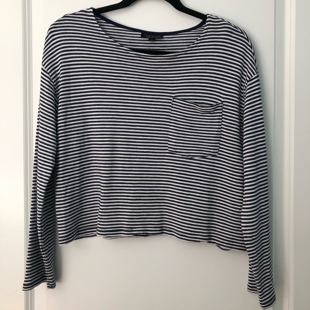 Topshop Stripped Long Sleeve Pocket Tee